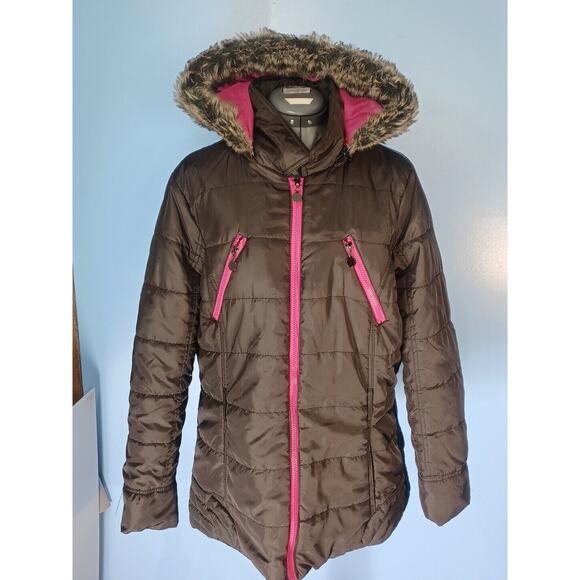 Joe Boxer Jackets & Blazers - Joe Boxer 1X Black&Pink Trim Womens Zip Up Jacket Faux Fur Trim Hood Removable